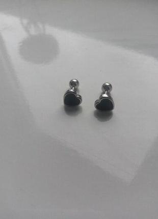 Маленькие серьги-гвоздики для женщин в форме сердца из  стерлингового серебра 925 пробы4 фото
