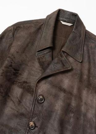 Leonardo brown leather coat мужской кожаный плащ3 фото