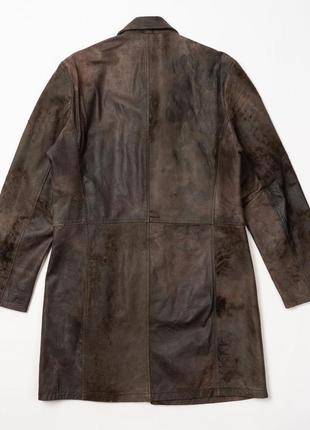 Leonardo brown leather coat мужской кожаный плащ6 фото