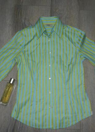 М/40 caliban бирюзовая блузка,рубашка в полоску,хлопок новая
