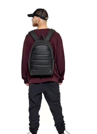Рюкзак кожаный мужской с отделением для ноутбука liner черный городской s8 фото