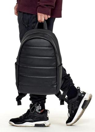 Рюкзак кожаный мужской с отделением для ноутбука liner черный городской s9 фото