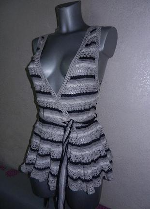 H&m серая ажурная туника под свитер,блузу modal/cotton