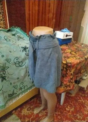 Вельветовая серая юбка3 фото