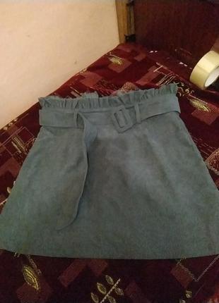 Вельветовая серая юбка1 фото