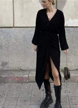 Zara платье женское миди черное