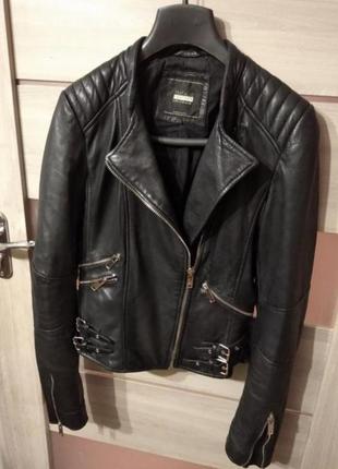 💯%натуральная кожа куртка косуха zara