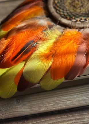 Натуральный оранжевый ловец снов. оригинальный подарок2 фото