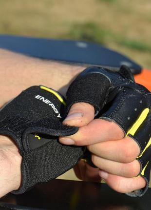 Перчатки для фитнеса powerplay 9058 energy черно-желтые m9 фото