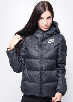 Зимняя 2х-сторонняя куртка пуховик с капюшоном натуральный пух nike down jacket . новая, оригинал!