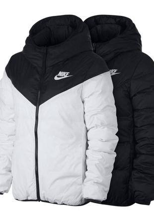 Зимняя 2х-сторонняя куртка пуховик с капюшоном натуральный пух nike down jacket . новая, оригинал!5 фото