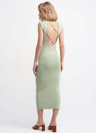 Вязаное платье в рубчик хаки зеленый оливковый2 фото