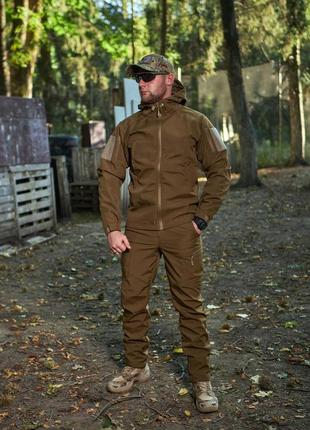 Костюм soft shell койот military, софт шел куртка тактична та штани, не промокає, не продуває s-3xl