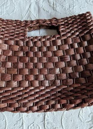 Женская легкая плетеная сумка цвет какао avene5 фото