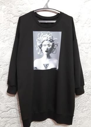 Стильный удлиненный свитшот#худи больших размеров от 50-го до 72-го