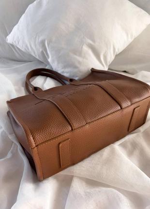 Сумка эко кожаная marc jacobs tote bag brown mini10 фото