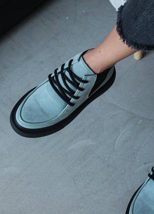 Женские замшевые демисезонные ботинки фисташкового цвета, хайтопы7 фото