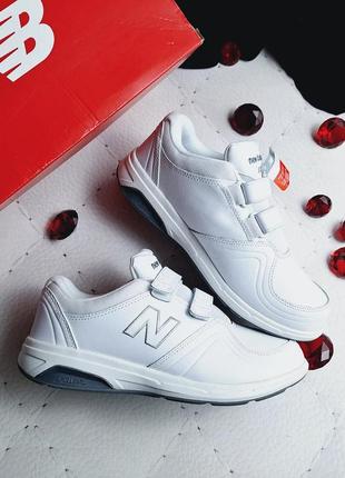 New balance оригинал белые кожаные кроссовки на липучках на широкую стопу4 фото