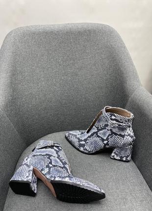 Шкіряні ботильйони чорно-біла змія