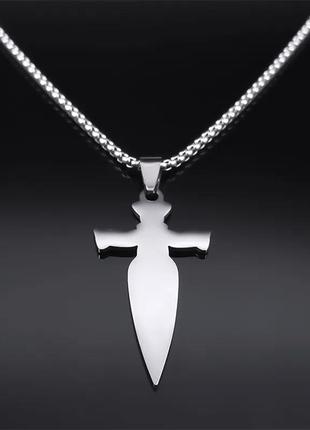 Крутий кулон кельтський хрест меч містика рок готика сталь не тьмяніє унісекс для чоловіків2 фото