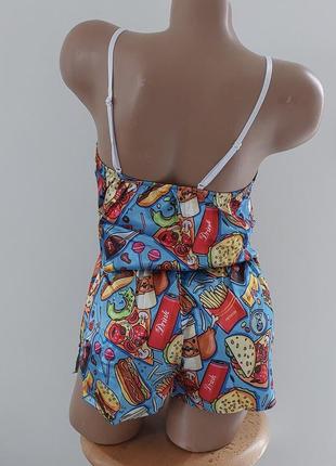 2-162 жіноча піжама фаст фуд комплект маєчка шорти женская пижама fast food3 фото