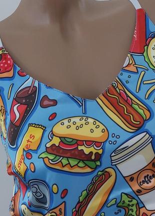 2-162 жіноча піжама фаст фуд комплект маєчка шорти женская пижама fast food4 фото