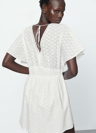 Плаття сукня біле прошва перфорація на ґудзиках котон zara xs s m 3449/9932 фото