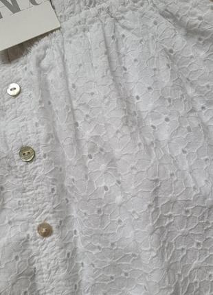 Плаття сукня біле прошва перфорація на ґудзиках котон zara xs s m 3449/9937 фото