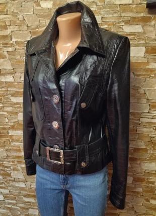 Крутая,супер кожаная куртка,косуха,авиатор,100%кожа,бренд, италия2 фото