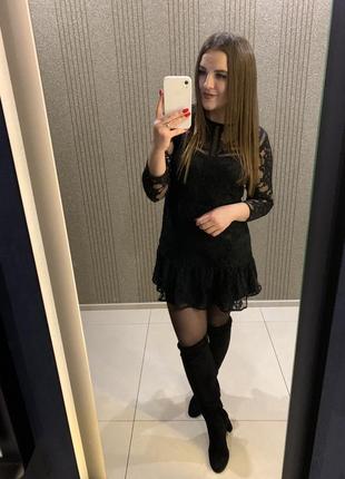 Черное кружевное платье h&amp;m