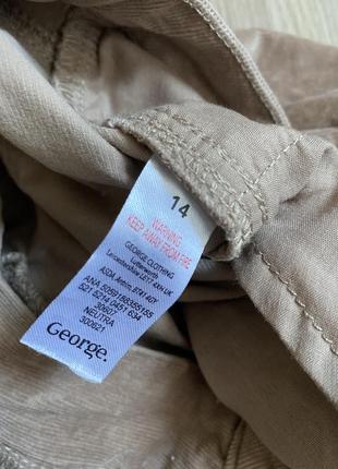 Брюки женские вельветовые бежевые штаны широкие штаны Herren george 14p5 фото