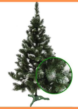 Ялинка зелена 1,5 м штучна з інеєм, новорічна ялинка європейська з напиленням білі кінчики9 фото