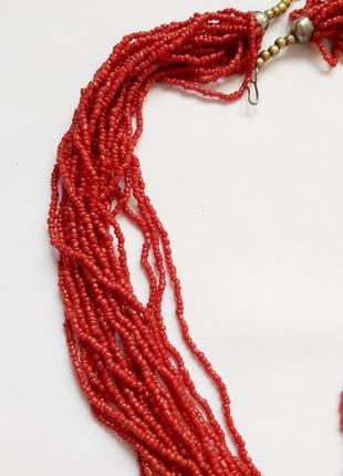 Колье ожерельное ожерельясто кораллы бусы бисер4 фото