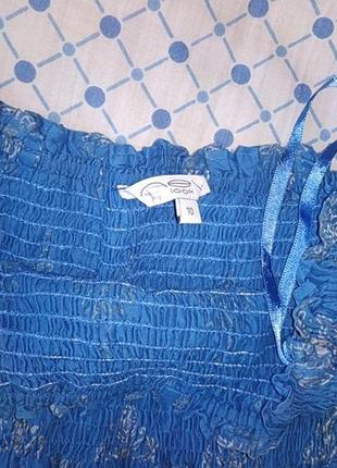 2 в 1-ом, ультрамариновая сарафан/юбка с цветочным принтом и украшеная блестками7 фото