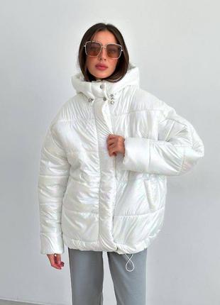 Зимова куртка галографічна з наповнювачем силікон дуже м'яка, повітряна і легка до -15градусів