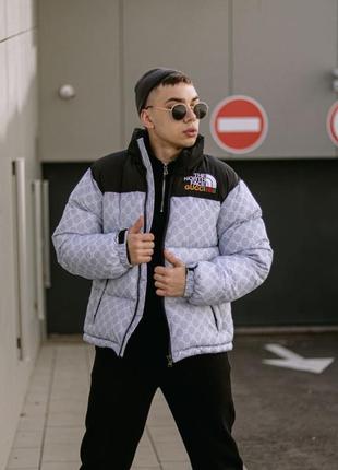 Куртка пухова tnf gucci сіра