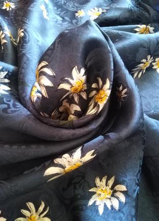 Натуральный фактурный шелк, платок с бахромой8 фото