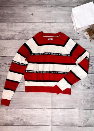 Оригинальная кофта в полоску tommy hilfiger короткий свитшот свитер укороченная полоска1 фото