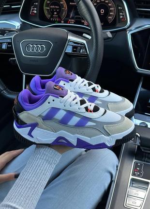 Женские кроссовки adidas niteball ll white grey purple 36-37-38-39-40-41