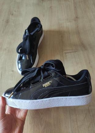 Фирменные женские лаковые кроссовки кеды puma basket,р. 38,52 фото