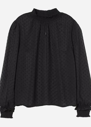 Черная шифоновая блуза с объемными рукавами р.42-443 фото