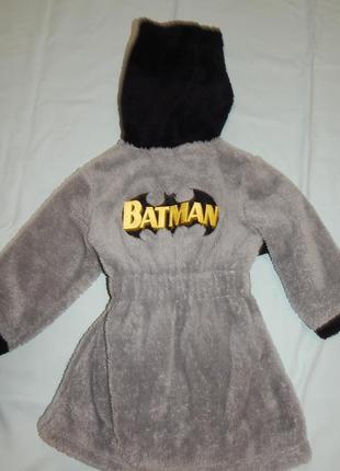 Халат банный плюшевый с капюшоном на мальчика batman на 4-5 лет 104-110см2 фото