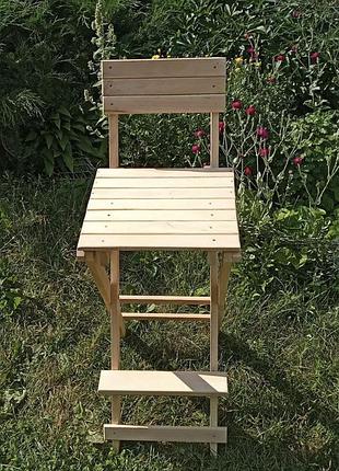 Стул раскладной барный из натурального дерева, ручной работы