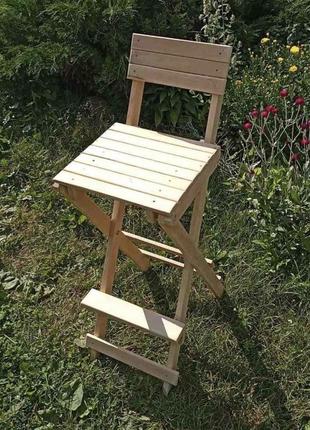 Стул раскладной барный из натурального дерева, ручной работы