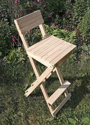 Стул раскладной барный из натурального дерева, ручной работы