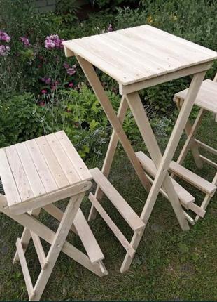 Стул раскладной барный из натурального дерева, ручной работы