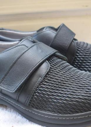 Ортопедические кожаные туфли мокасины на липучке слипоны на широкую sante р. 41 на р. 40 26 см1 фото