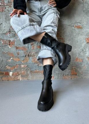 Ботинки женские кожаные, зимние, натуральная кожа, фабричные, черные5 фото