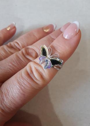 Кільце перстень метелик емаль в подарок до покупки от 150грн