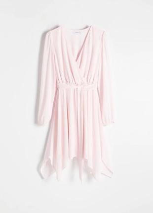 Розовое платье с асиметричным низом1 фото